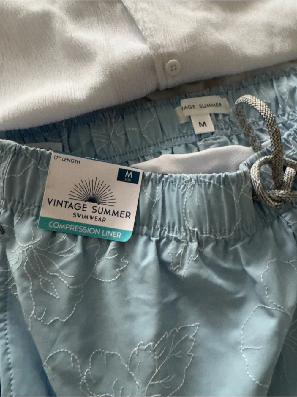 Men’s set! Short-Sleeve Button Shirt & Light Blue Drawstring Short swim